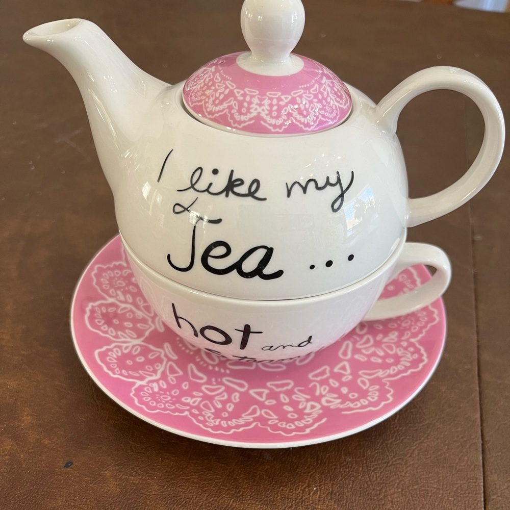 Wendy Tancock Pink and White Tea Set